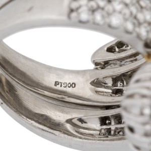 Estate Platinum Diamond Snake Ring Size 6.5