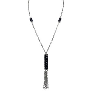 Baccarat Jewelry Torsade Sterling Silver Large Midnight Full Lead Necklace