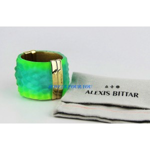 Alexis Bittar Gold Finish Metal & Lucite Bangle Bracelet