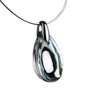 Baccarat 925 Sterling Silver Psydelic Mirror Clear Necklace 