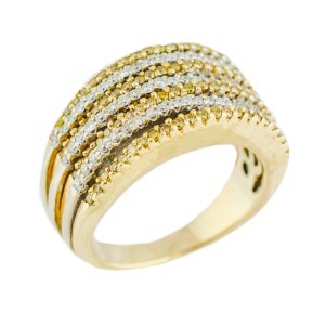 White Yellow Gold Diamond Mens Ring Size 7 