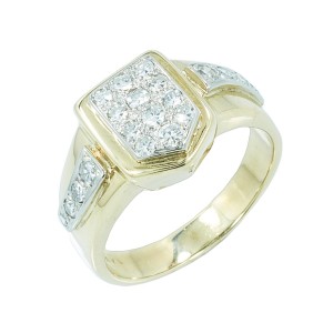 Yellow Gold Diamond Mens Ring Size 9  