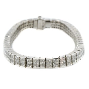 Tennis Bracelet In Platinum 10.50CT Princess Cut Diamond G VS1 47.2 Gr 6.5"