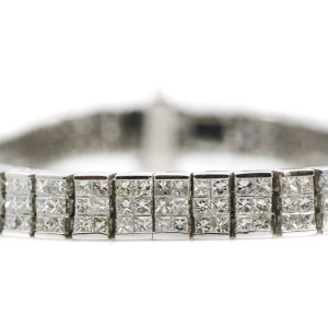 Tennis Bracelet In Platinum 10.50CT Princess Cut Diamond G VS1 47.2 Gr 6.5"