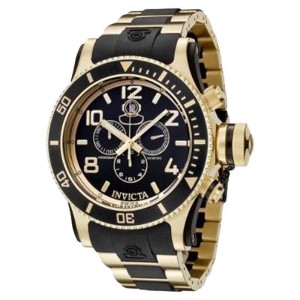 Invicta 6633 Russian Diver Collection Chrono Gold-Plated Black Rubber Watch