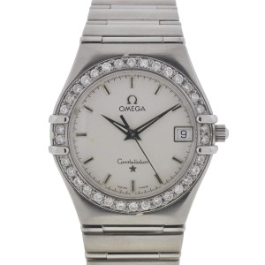 Omega Constellation Stainless Steel Diamonds Bezel 34mm Watch