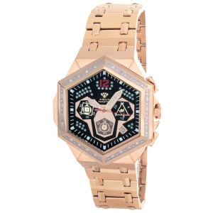 Aqua Master W#356_6 Black Dial Rose Gold Tone Stainless Steel Diamond Mens Watch