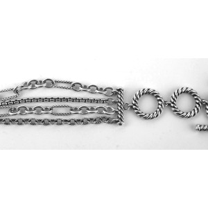 David Yurman Sterling Silver 4-Row Briola Pearls, Black Onyx and Hematite Cable Necklace  