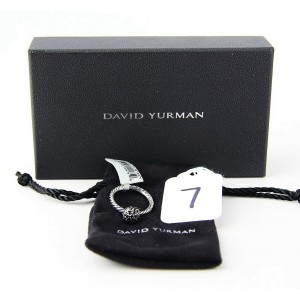 David Yurman 925 Sterling Silver Black Diamond Ball Stack Ring Size 6 & 7