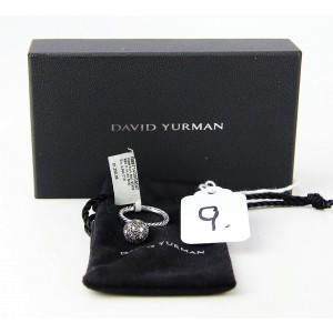 David Yurman 925 Sterling Silver White Diamond Ball Stack Ring Size 7 