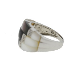 18K White Gold with Mother of Pearl and Diamond Ring 