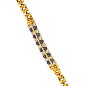Yellow Gold Sapphire, Diamond Mens Bracelet