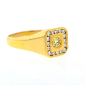 Yellow Gold Sapphire, Diamond Mens Ring Size 7.93 