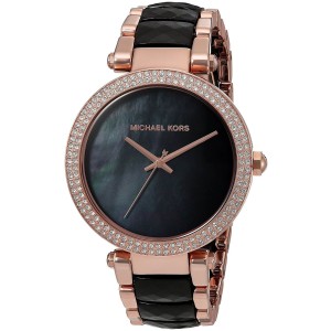 michael kors black and rose gold watch