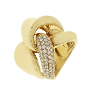 Fancy 18K Yellow Gold 1.55 CT Diamond Large Twist Ring Size 7