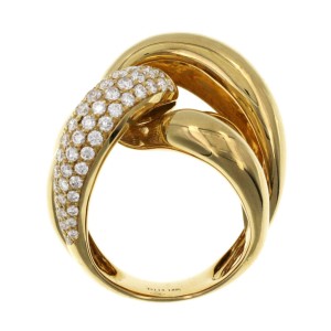 Fancy 18K Yellow Gold 1.55 CT Diamond Large Twist Ring Size 7
