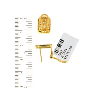 Fine 18K Yellow Gold 2.02 Ct Natural Diamonds 13 mm Omega Back Earrings