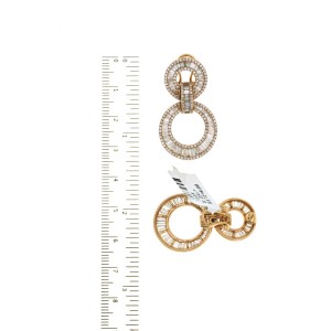 Fine 18K Rose Gold 4.34 Ct Natural Diamonds 2 Circle 34 mm Dangle Earrings