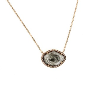 14K Rose Gold 1.63 CT Slice Diamonds Necklace Size 18"