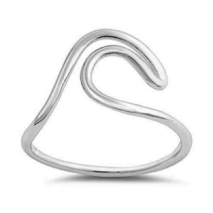 Women's 925 Sterling Silver Ocean Wave Band Ring Size 4-10