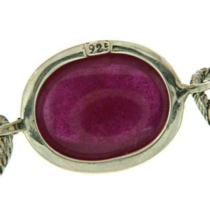 925 Sterling Silver Oval Ruby Bali Bracelet Size 6 3/4" » B33