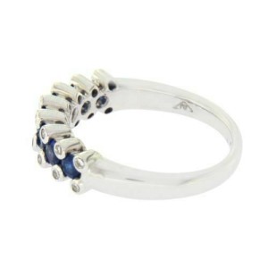 18K White Gold 0.16 CT Diamonds &0.86 CT Blue Sapphire Wedding Band Ring »BL113