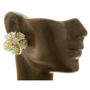 18K White Gold 0.38 CT Diamonds & 14.13 CT Yellow Sapphire Flower Earring »E3235