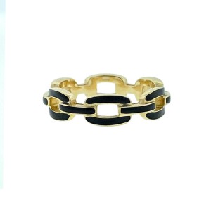 Jennifer Zeuner Lisbon 14k Yellow Gold Black Enamel Pave Ruby Ring  