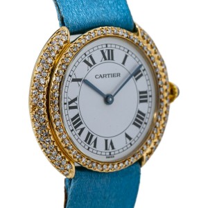 Cartier Vendome Large Diamond Bazel White Roman Dial Lady's Watch 33mm