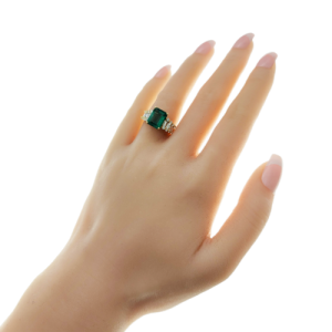 2.58 CT Zambian Emerald & 1.03 CT Diamonds in 18K Yellow Gold Engagement Ring