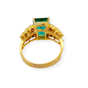 2.58 CT Zambian Emerald & 1.03 CT Diamonds in 18K Yellow Gold Engagement Ring