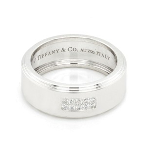 Authentic Tiffany & Co 18K White Gold Diamond Band Ring Size 8