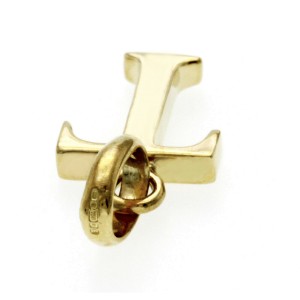 Authentic Links Of London 18K Yellow Gold Letter "T" Charm Pendant