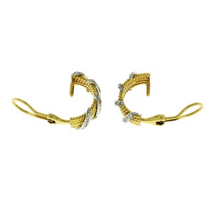 Tiffany & Co Schlumberger 18K Yellow Gold Platinum Diamond 4 Row Wrap Earrings