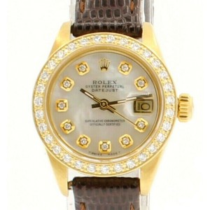 Ladies ROLEX President 18k Yellow Gold Oyster Perpetual Datejust 26mm Diamonds