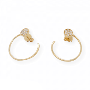 0.26 CT Diamonds in 14K Yellow Gold 21 mm Height Hoop Wire Earrings