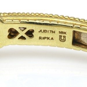Judith Ripka 18k Yellow Gold Citrine Diamond Hinged Bangle Bracelet