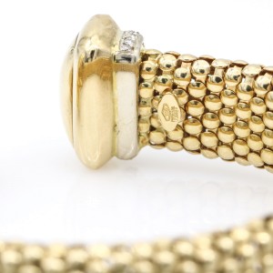 Women's Diamond Italian 18k Yellow Gold Caviar Cuff Bangle Bracelet