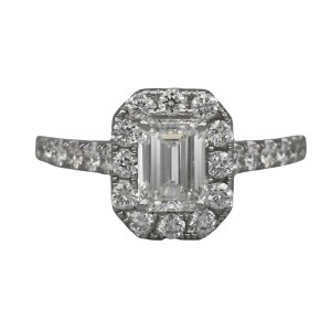 1.15 carat GIA Emerald Cut Diamond Engagement Ring in 18k White Gold
