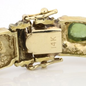 Vintage Tourmaline Gemstone Diamond Link Bracelet in 14k Green Gold