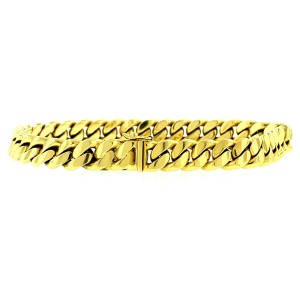 18k Yellow Gold Men's Cuban Link Chain Bracelet