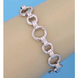 Aaron Basha 18k White Gold Circle Link Clasping Bracelet