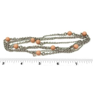 Chopard 18k White Gold Coral Beads Sautoir Long Chain Necklace w/Cert.
