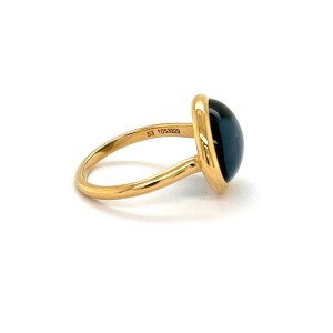Fred of Paris Belles Rives London Blue Topaz 18k Yellow Gold Ring Size 53