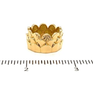 Fred of Paris Une Ile D'or 18k Yellow Gold 12mm Wide 3 Tier Crown Band Ring - 57