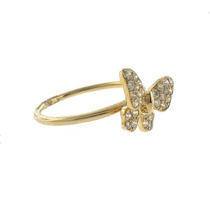 18k Yellow Gold Diamond Butterfly Stackable Ring TCW 