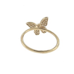 18k Yellow Gold Diamond Butterfly Stackable Ring TCW 