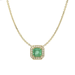 Jennifer Rivera Gema Emerald Diamond Necklace in 18k Yellow Gold