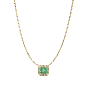 Jennifer Rivera Gema Emerald Diamond Necklace in 18k Yellow Gold