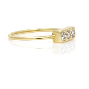 Jennifer Rivera Minimo Diamond Bar Ring in 18k Yellow Gold